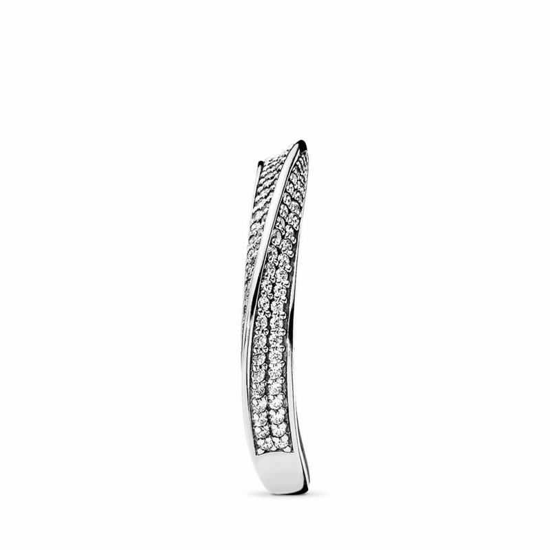 Pandora Elegant Waves Stackable Ring - Sterling Silver/Cubic Zirconia - Canada | ZE4371NI